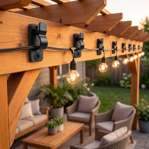 100 Pack Outdoor String Light Clips Screw-in Hooks – Garden Hooks for Fairy Lights, Lanterns & Decorative Cables – Give Every Light a Neater Place to Shine