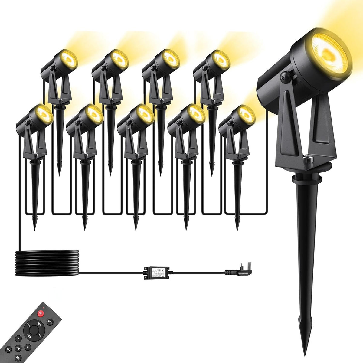 10 Pack 35M Garden Lights Mains Powered with Remote Control