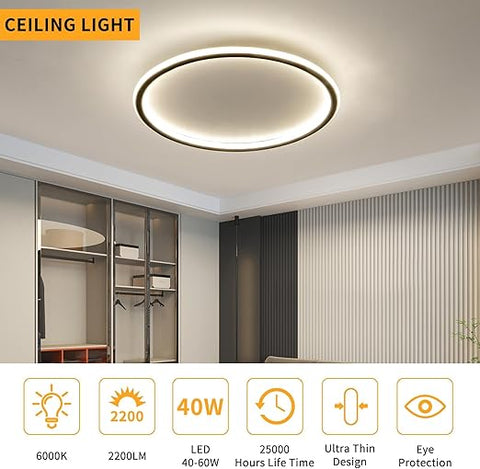 40cm Dimmable LED Ceiling Light with Remote - 3 Color Temperature Semi-Recessed Modern Design