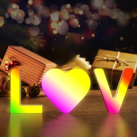 Light Up Letters USB Powered, LED Letter Lights Color Changing Alphabet Sign Gifts for Girls Women Party Birthday Decorations, APP Control, Night Light Christmas Valentine Wall Table Decor - Loving