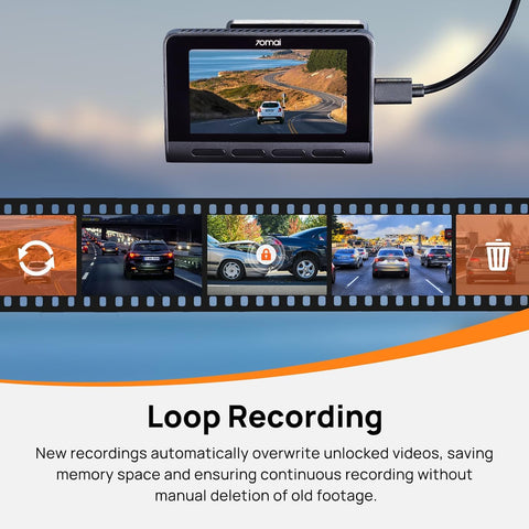 70mai 4K Dash Cam A810 Front & Rear with Night Vision, 128GB