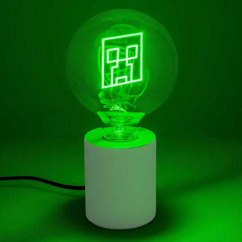 Paladone Minecraft Creeper Decorative LED Neon Bulb Lamp - E27 Glass Lightbulb, Officially Licensed Gamer Gift, Perfect for Bedrooms, Homes, Gaming Room Decor, Green