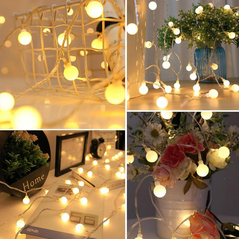 Globe String Lights 120LED Warm White 15M Fairy Lights with Remote
