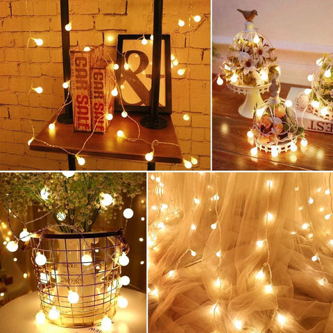 Fulighture Battery Operated Fairy Lights 5m 40 LED Warm White Globe String Lights – 2 Lighting Modes for Bedrooms, Weddings, Parties & Seasonal Décor