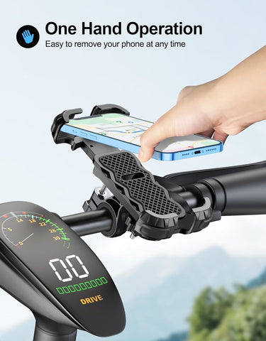 Glangeh Bike Phone Holder, [Secure Lock] 8S Quick Install Anti-fall Motorbike Phone Holder, 360° Rotating Bike Phone Mount