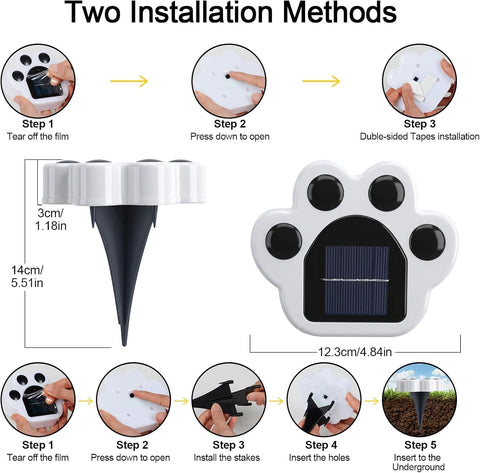 Fohil Solar Garden Lights Outdoor, 4 Pack Solar Ground Lights Paw Print Waterproof Decorations Outdoor for Stair, Steps, Garden, Yard, Pathway, Lawn