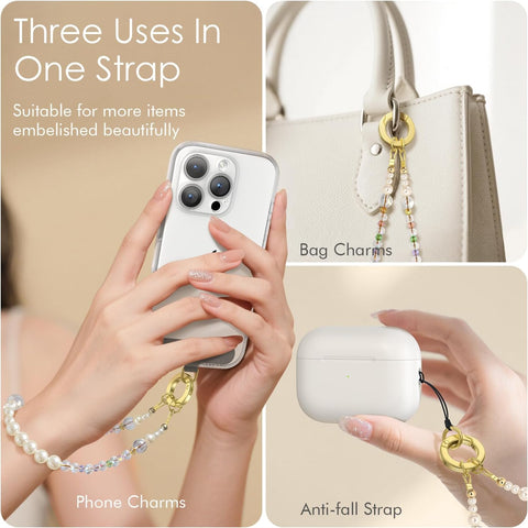 Phone Charm Pearl Crystal Beaded Strap