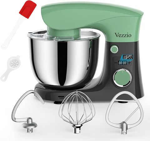 Small Stand Mixer 1500W – 10 Speed Food Mixer with 5.5L Bowl – Lightweight Dough Mixer for Baking & Cakes (Green Gray)