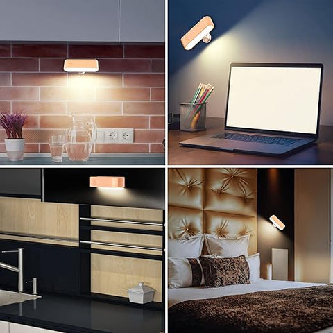 LED Wall Lamp, 30H Working 2550mAh Battery Operated Wall Lights, Dimmable Touch Light with Multiple Brightness Levels 360°Rotate Magnetic Ball Suitable for Bedside Writing Desk Wardrobe
