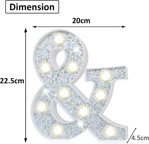 LED Marquee Letter Lights, Light Up Silver Letters for Bedroom Glitter Gifts for Teenage Girls Alphabet Letter Sign Battery Powered Night Light Birthday Party Wedding Home Decoration, Silver Letter &