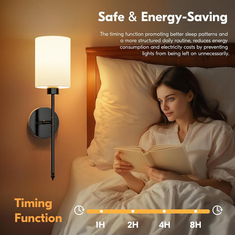 Battery Operated Wall Lights, Black Wireless Rechargeable Wall Lights with 5200mAh Dimmable Detachable Bulbs and Remote, 9 Colours Sconces Wall Decor for Bedroom Living Room Hallway