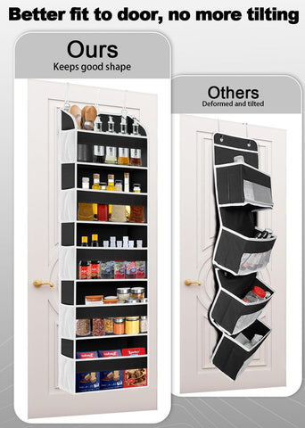 TAHAVICE Over The Door Storage Organiser, 5 Clear Window Pockets and 10 Mesh Side Pockets, Grey – Turn Unused Door Space into Smart Storage