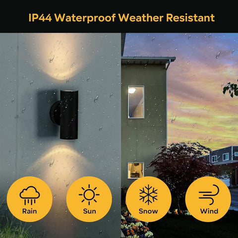 Outdoor Wall Light Up & Down Black LED Waterproof GU10 Bulbs