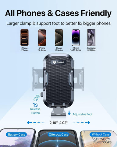 Andobil 2025 Car Phone Holder – Patented Hawksbill Clip