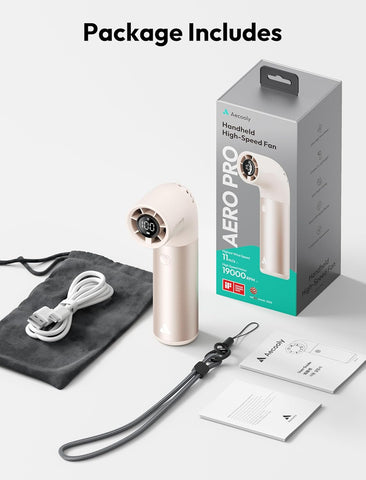 Aecooly Portable Handheld Fan, Powerful Turbo Mini Fan,15H Max Cooling Time,19000 RPM High Speed Aero Pro,6 Speeds Aluminum Case, Pocket Rechargeable Personal Small Travel GIfts for Women Men -Gold