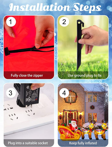 kalolary 8FT Inflatable Santa Sleigh with LED Lights – Christmas Outdoor Decoration