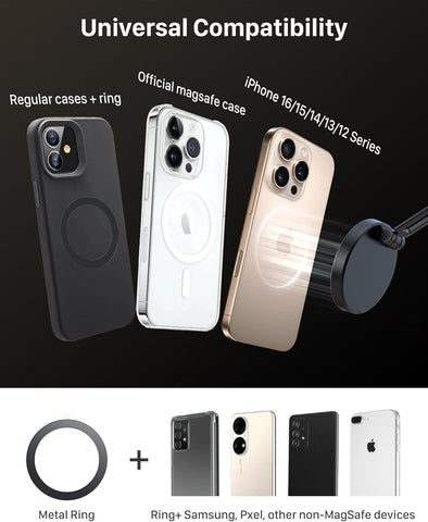 Lamicall Black Car Phone Mount for MagSafe – Strong 20x N52 Magnet Holder