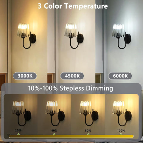 Rechargeable Wall Lights Set of 2 Crystal Black