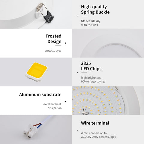 6 Pack LED Downlights Ceiling 24W 2200LM 3CCT IP44, Cutout 185-210Mm |  LED Spotlight Ceiling 22Cm, 3000K/4000K/6000K Adjustable, LED Recessed Ceiling Light for Bathroom