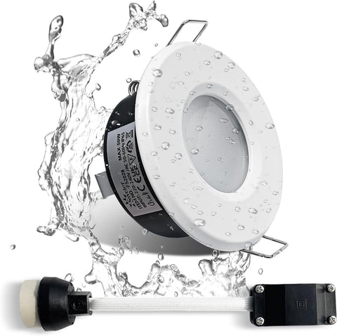 4X 5W IP65 Waterproof LED Recessed Ceiling Lights, Warm White 3000K 430LM, Suitable for Bathroom and Kitchen Spotlights (Including GU10 Lamp Holder) White Downlight Cut-Out 68Mm