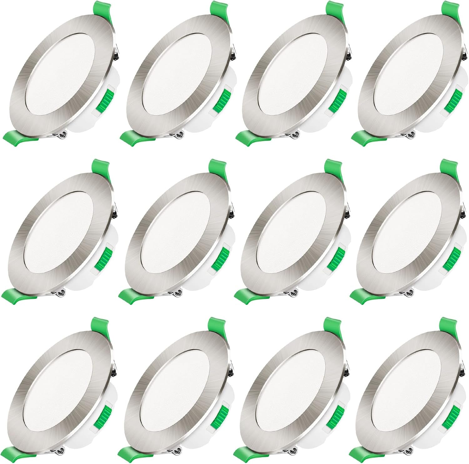 3CCT LED Downlights Ceiling Dimmable 7W IP65 Cutout 67-75MM 6 Pack | Slim Recessed Ceiling Lights, 3000K 4000K 6500K Selectable Bathroom Kitchen Spotlights, round White