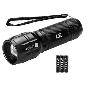 LED Torch Battery Powered, LE1000 Super Bright Hand Flashlight, Adjustable Focus, Water Resistant, Lightweight, for Power Cut, Camping, Dog Walking, Easy to Use Small Torch for Elderly Kids Men