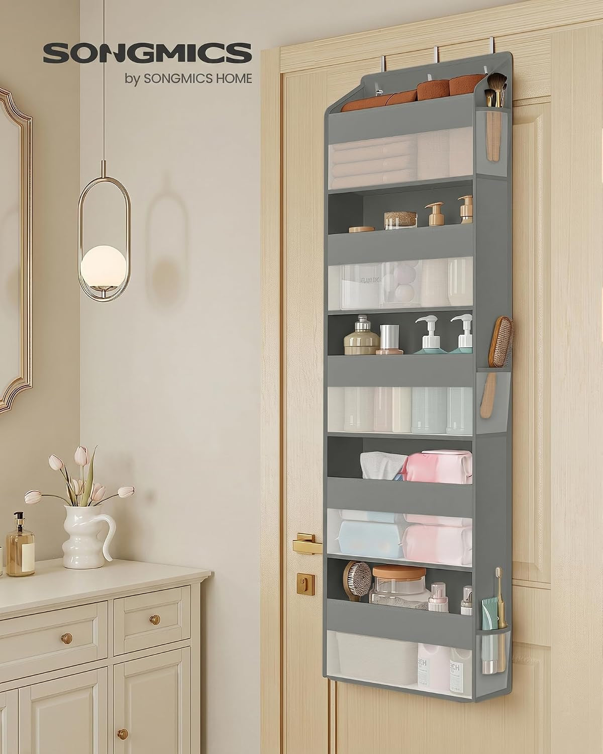 Over-The-Door Organiser, 5-Compartment Foldable Hanging Shelf