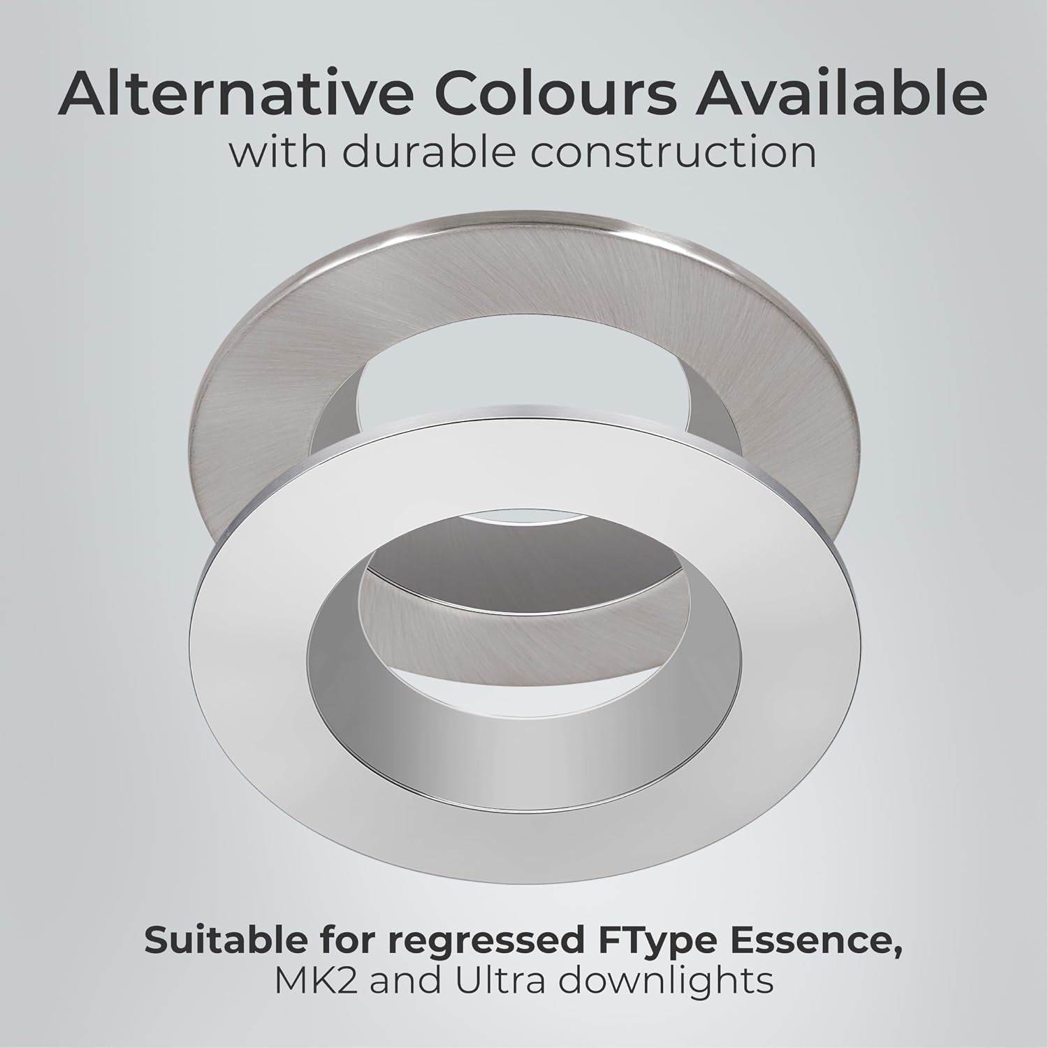 Recessed Bezel for Downlights, Slim Profile, Ftype MK2, Ftype Essence, Ftype Ultra, LED Downlight Accessories, Matt Black, 76Mm Cut-Out, FTBZRBK