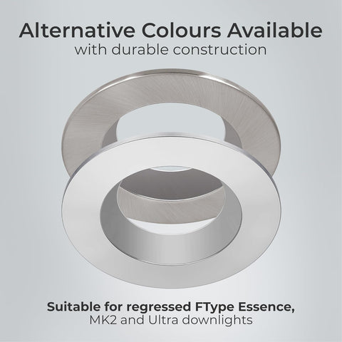 Recessed Bezel for Downlights, Slim Profile, Ftype MK2, Ftype Essence, Ftype Ultra, LED Downlight Accessories, Matt Black, 76Mm Cut-Out, FTBZRBK