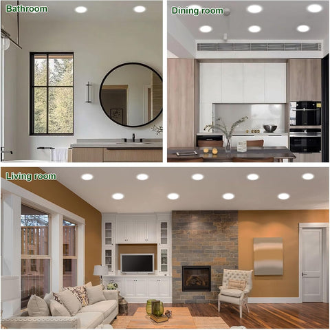 6 Pack LED Downlights for Ceiling 7W 3CCT IP44 Ultra Slim Cut Φ75-85MM | round LED Spot Bathroom Light 600LM, 3000K/4000K/6500K Adjustable, IP44 Recessed Ceiling for Bathroom, Kitchen, Living Room