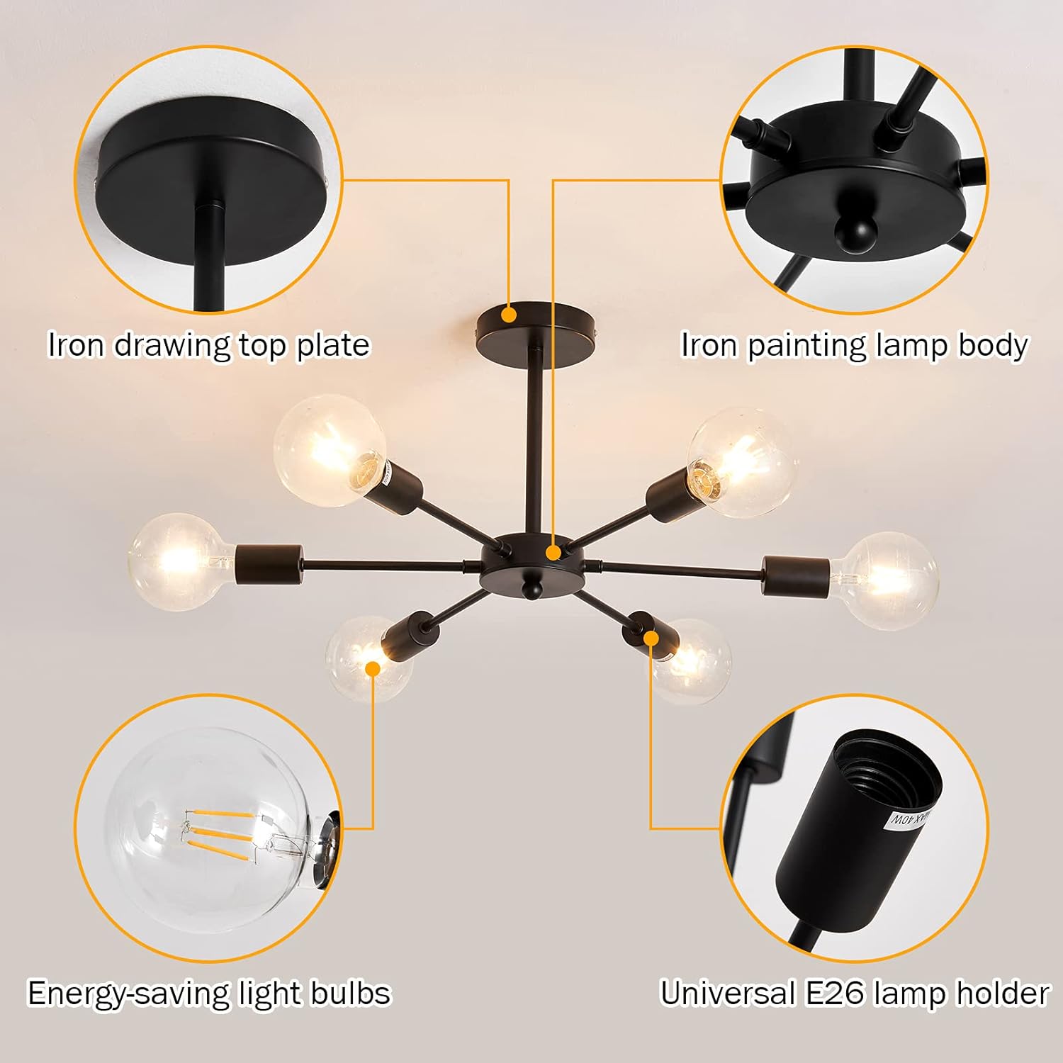 Buy Semi Flush Mount Ceiling Light With 6 Holders In UK – Limited Stock!