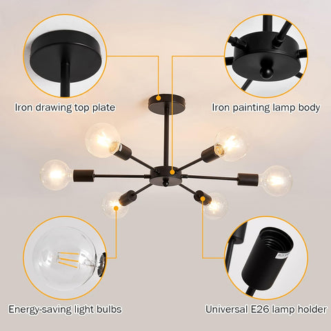 Modern semi flush light for kitchen and dining room
