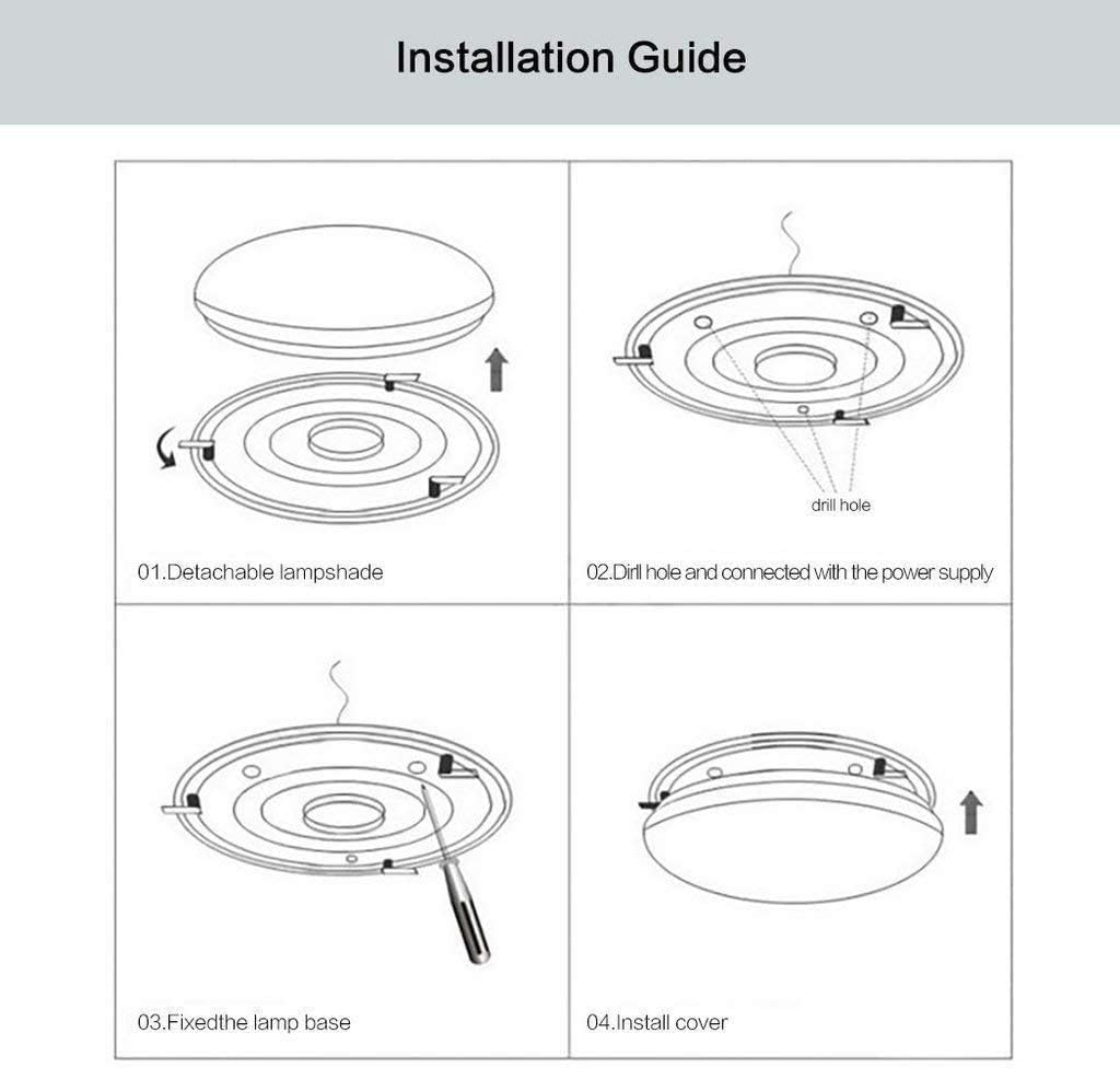 24W LED dome flush ceiling light installed above bathroom mirror



