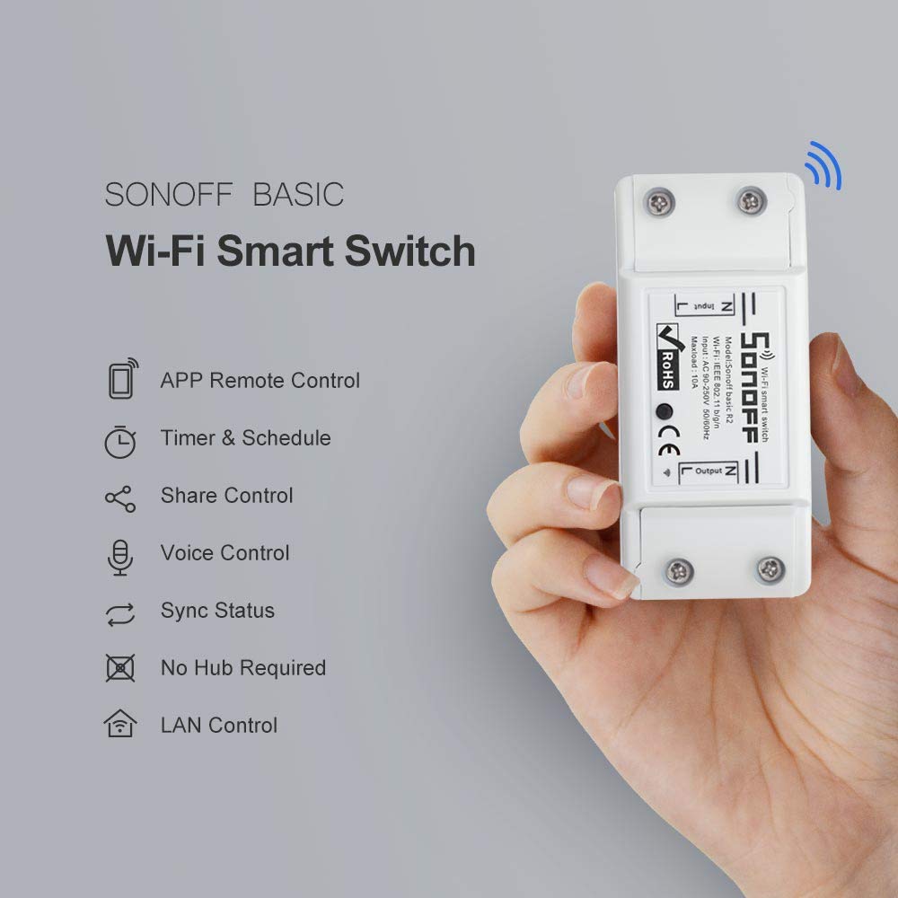 Smart WiFi Light Switch 10A 2200W, Smart Switch Universal DIY Module for Smart Home Automation, Works with Alexa & Google Home, Compatible with eWelink IFTTT, No Hub Required, BASICR2 - thelights4u.com