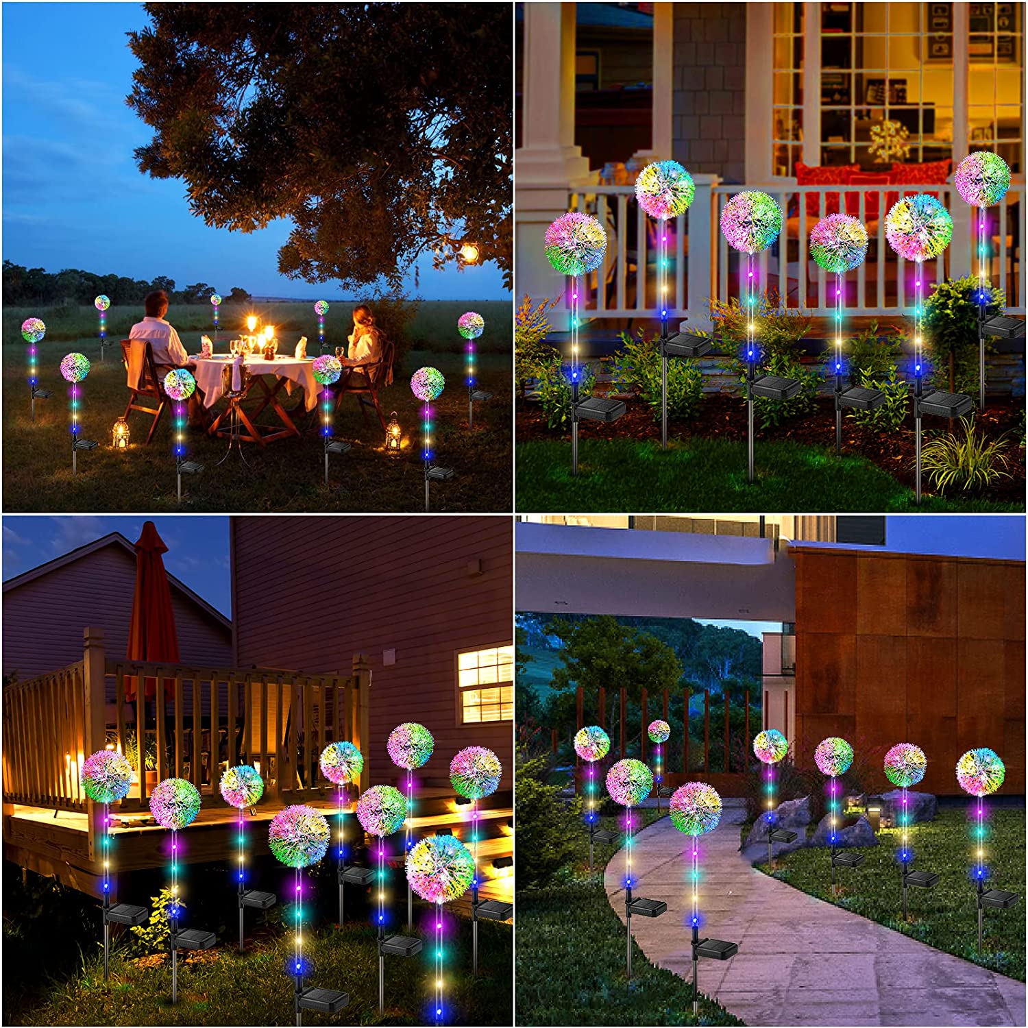 Treant Solar Light Solar Lights Outdoor - 16 Colorful LED Waterproof Lights (Pack of 4)
