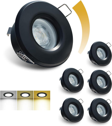 4X 5W IP65 Waterproof LED Recessed Ceiling Lights, Warm White 3000K 430LM, Suitable for Bathroom and Kitchen Spotlights (Including GU10 Lamp Holder) White Downlight Cut-Out 68Mm