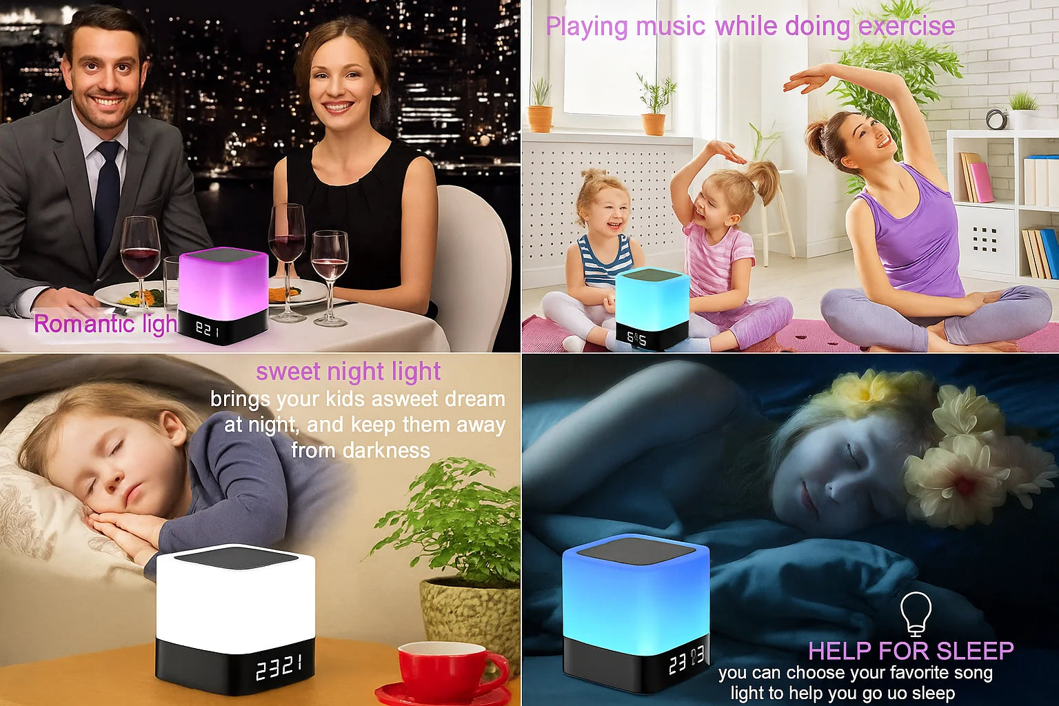 Wireless Bluetooth Speaker with Touch Control Bedside Lamp