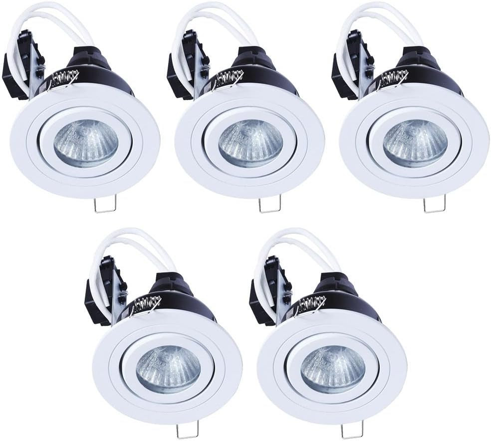 Circular IP65 Recessed Downlights, Matte White | Pack of 2, Bathroom, Tiltable, GU10