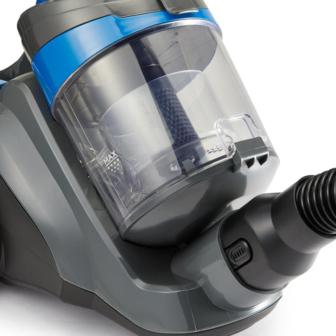 Amazon Basics 850W Bagless Cylinder Vacuum Cleaner 1.7L – Compact Lightweight Design with Triple-Action Nozzle & HEPA Filter – Black & Blue (UK)