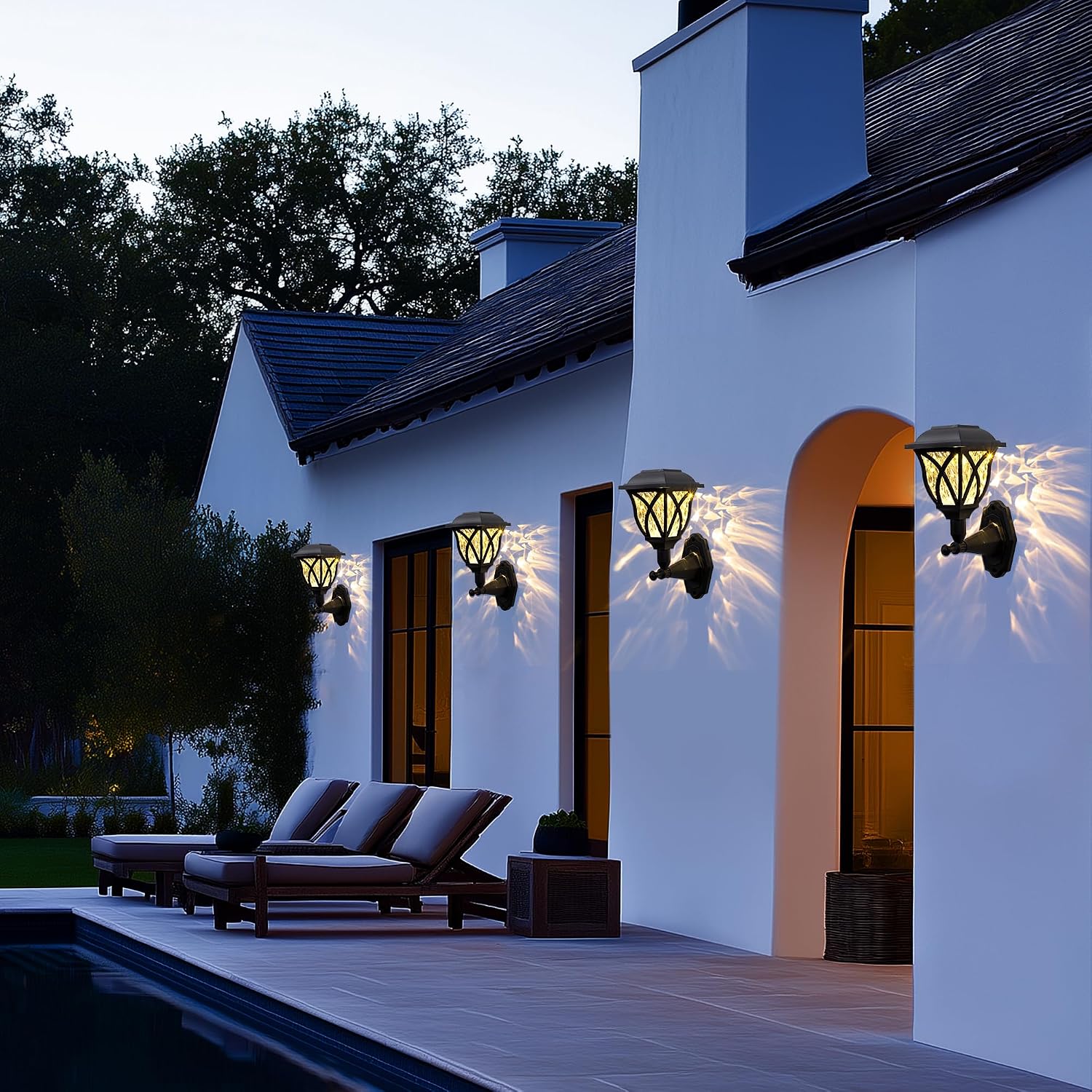 Solpex Solar Lights Outdoor Garden,6 Pack Solar Powered Outdoor Wall Lights, Waterproof Fence Lights Decoration for Patio, Garage, Shed,Yard,Deck,Warm White