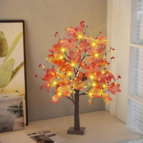 Maple Tree Autumn Lights with 74 LEDs, Autumn Tree 66 cm Autumn Decorations Autumn lights, Warm Light, Fall Decorations, USB & Battery Twig Tree with Lights, for Table Indoor Home Autumn Decorations