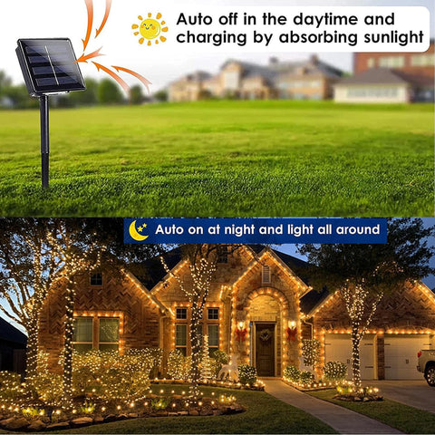 NEXVIN Solar Fairy Lights, 2Pack 66ft/20M 200 LED Outdoor String Lights, 8 Modes Waterproof Solar Christmas Lights for Garden, Party, Holiday, Tree, Yard, Patio, Xmas Decoration - Warm White