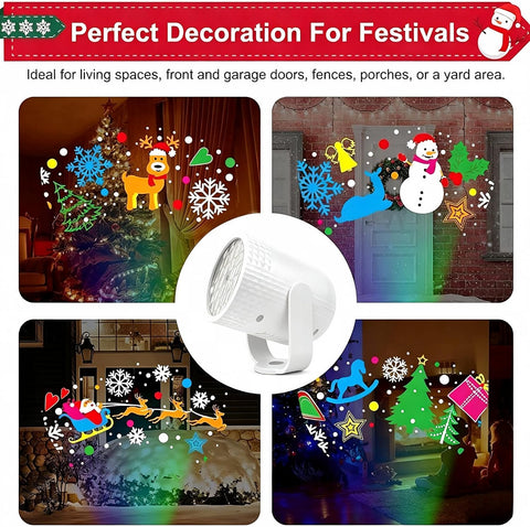 Christmas Projector Light with 20 Rotating Patterns – Colourful LED Christmas Projection Light for Indoor & Outdoor Festive Decorations