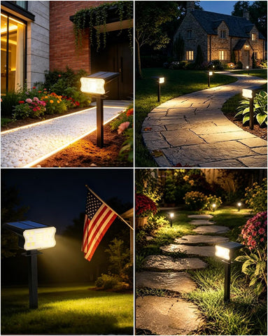 HGGH - Solar Lights Outdoor Waterproof IP67 60 LED 3 Lighting Modes Solar Lights Outdoor for Patio Garden Pathway Landscape Auto On/Off, Function 2