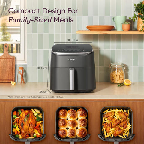 Air Fryer TurboBlaze 6L – Compact Oil-Free Cooker with 9 Functions, 5 Fan Speeds, 110+ Recipes, Non-Stick & Dishwasher Safe