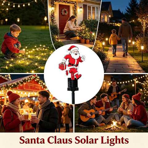Solar Stake Lights Outdoor Christmas Santa Design Decorative Lighting