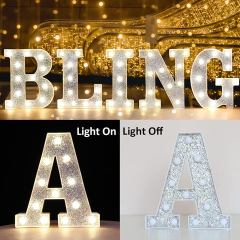 T Style Silver LED Marquee Letter Light, Battery Powered Decorative Night Lamp for Home, Party, Wedding and Event Decor