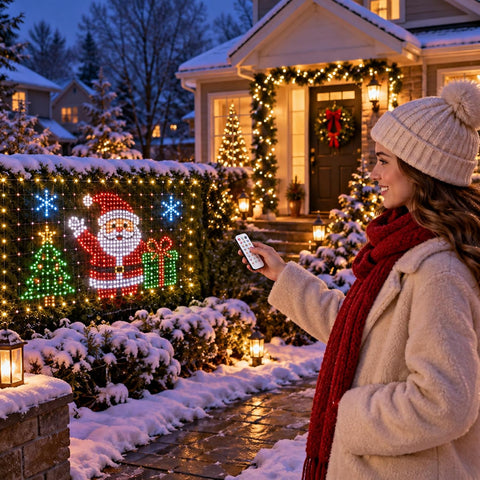 Smart Christmas Curtain Lights 3×1.2m with App Control & DIY Animations – Colour Changing LED Window & Wall Lights with Remote, Timer & Dimming - Create Your Own Festive Display