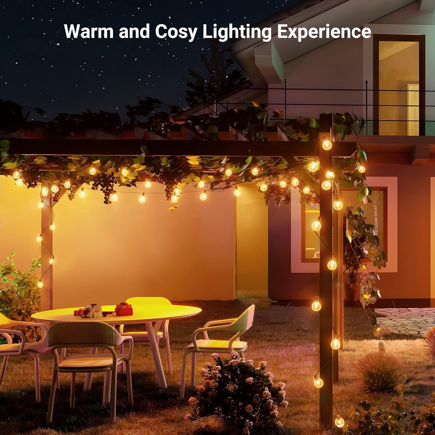 55FT/17M Dimmable Festoon Lights, Warm Neutral Cool White Outdoor Lights, Garden Lights Mains Powered with 20+3pcs G40 LED, IP65 Waterproof String Lights for Garden Balcony
