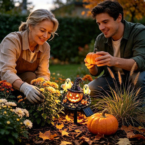 Solar Halloween Lights Outdoor Pumpkin Ghost Pathway Stake Lights